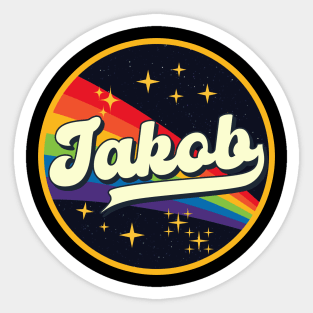 Jakob // Rainbow In Space Vintage Style Sticker